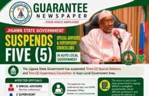 JIGAWA: 5 special Advisors and supervisory Councillors Suspended