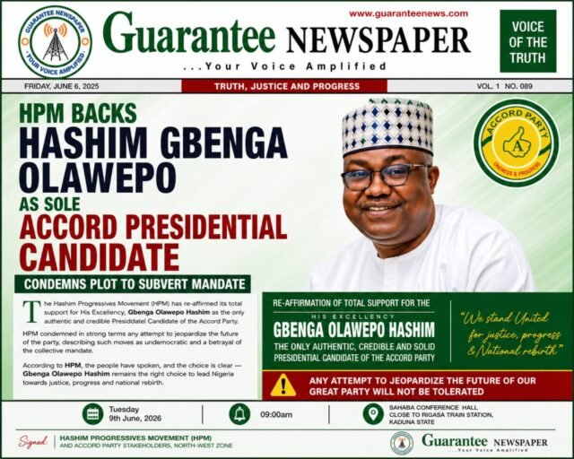 HPM Backs Hashim as Sole Accord Presidential Candidate…