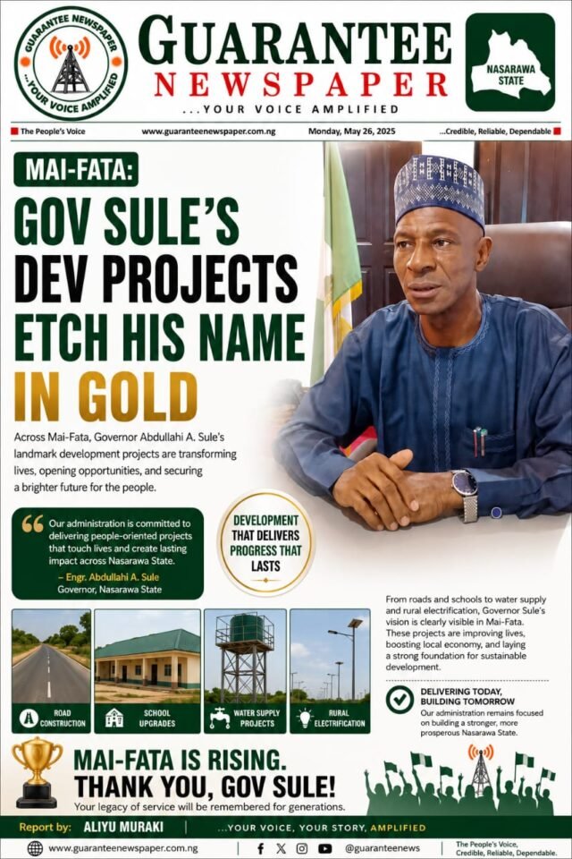 Mai-Fata: Gov Sule’s Dev Projects Etch His Name in Gold in Nasarawa.