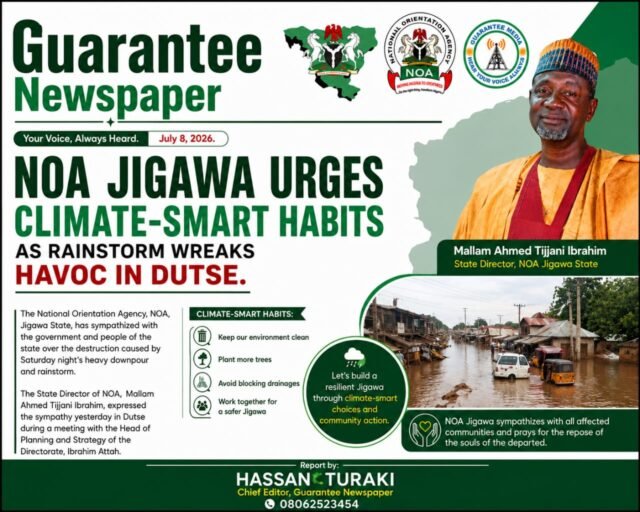 NOA JIGAWA URGES CLIMATE-SMART HABITS AS RAINSTORM WREAKS HAVOC IN DUTSE