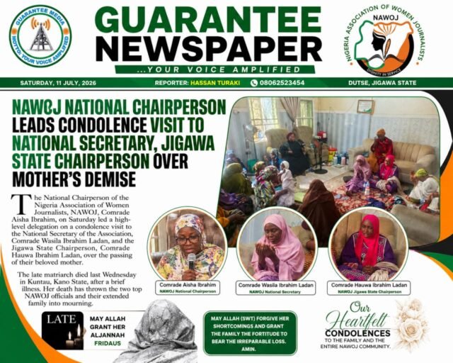 NAWOJ Nat’l Chair Condoles Jigawa Chair, National Secretary…