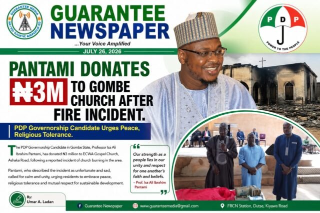 PANTAMI DONATES ₦3M TO GOMBE CHURCH AFTER FIRE INCIDENT.