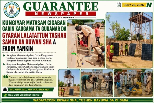 KAUGAMA: Kungiyar matasa Sunyi da gaske kan bayun ruwan sha