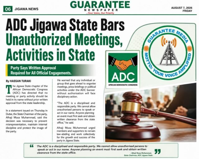 ADC Jigawa State Bars Unauthorized Meetings, Activities in State – Announced Conditions
