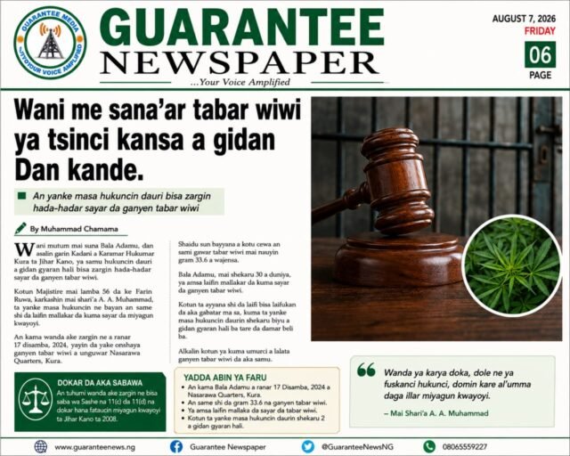 Wani me sana’ar tabar wiwi ya karbi hukunci a kotun majistire dake kura