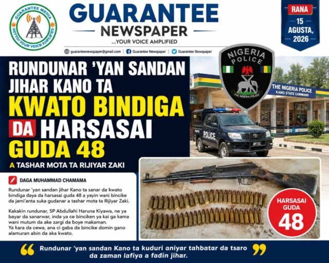KANO: Rundunar โYan Sanda tayi nasarar ฦwato bindiga da harsasai a tashar mota