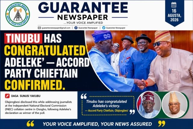 ‘Tinubu has congratulated Adelekeโ โ Accord Party chieftain