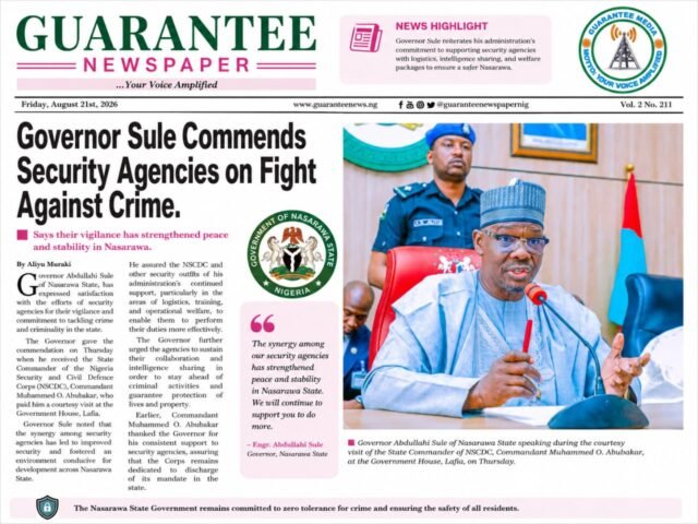 Governor Sule Commends Security Agencies on Fight Against Crime.
