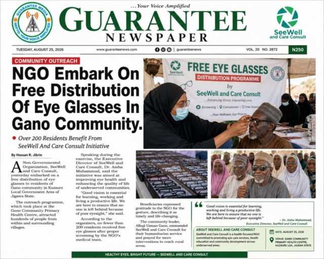 NGO Embark on free distribution of eye glasses 🕶️ in Gano community.