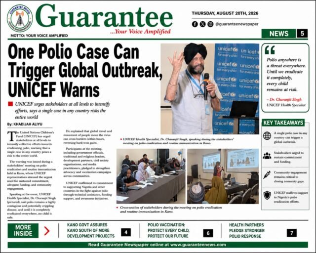One Polio Case Can Trigger Global Outbreak, UNICEF Warns.