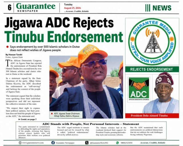 JIGAWA 2027: ADC Rejects Clerics’ Endorsement of Tinubu…