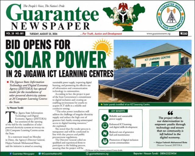 Jigawa Opens Bids for Solar Installation in 26 Computer Centres.